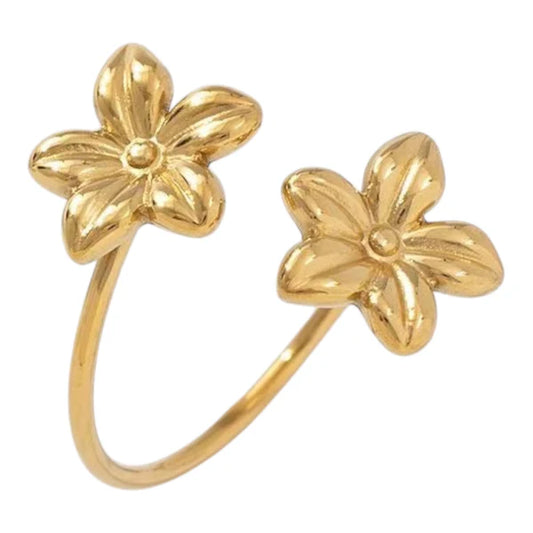 Open flora ring gold