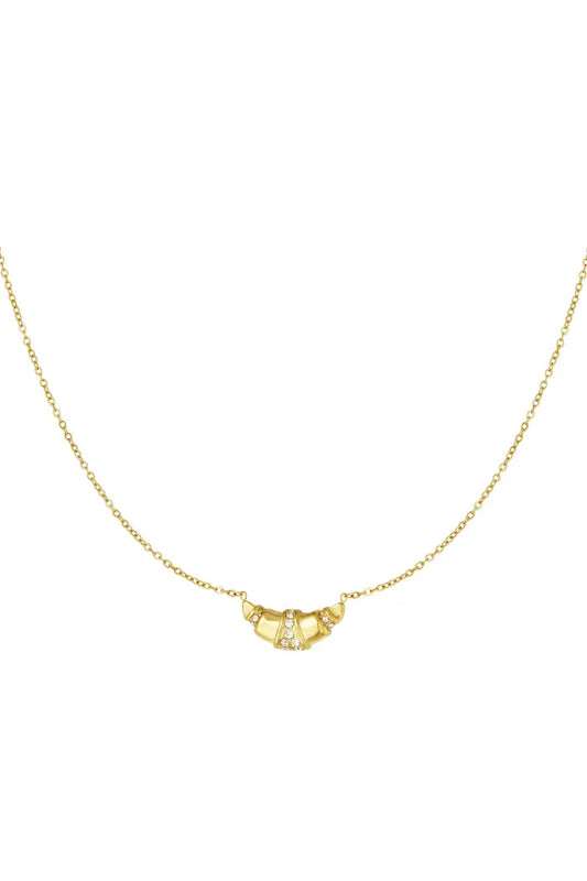 Glitter croissant necklace gold