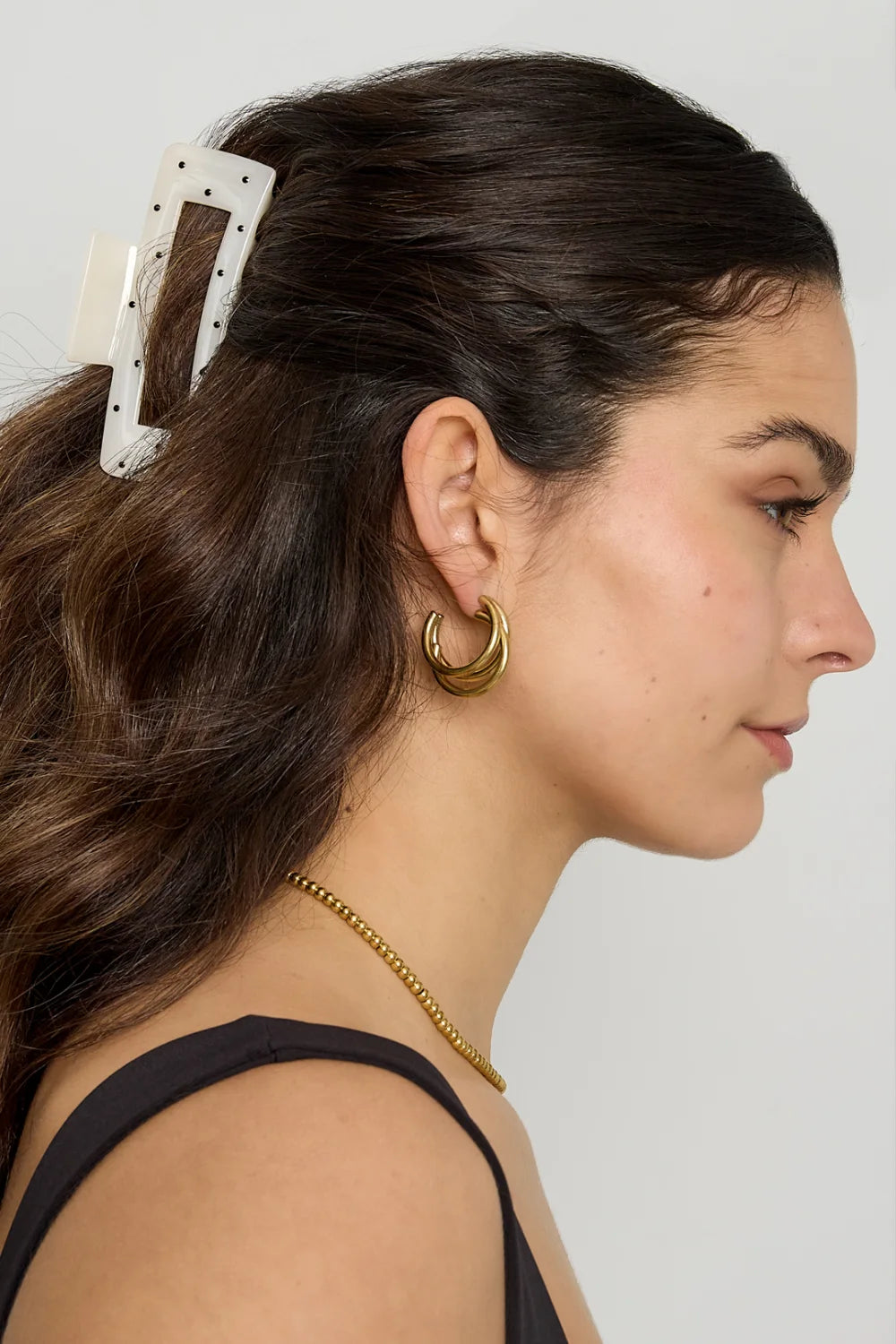 Haarclip smal dots black