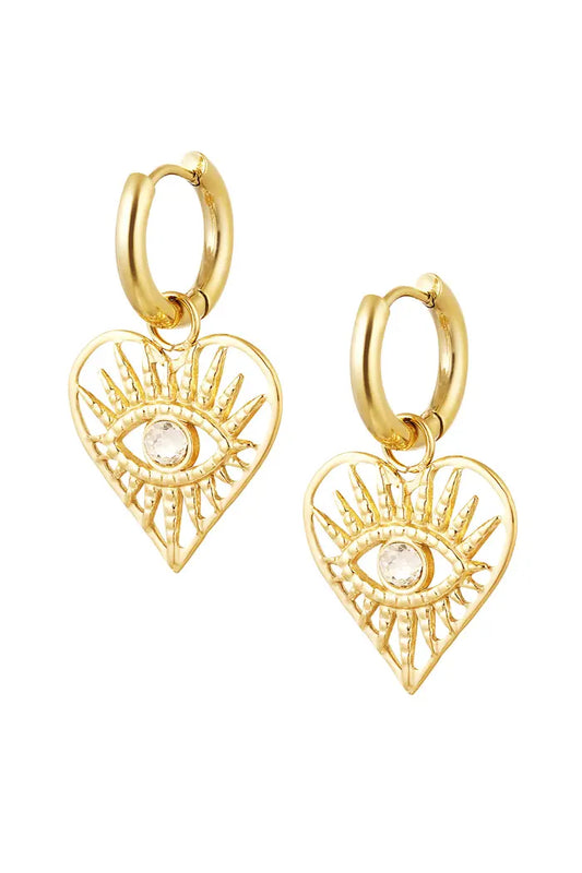 Heart eye earrings gold