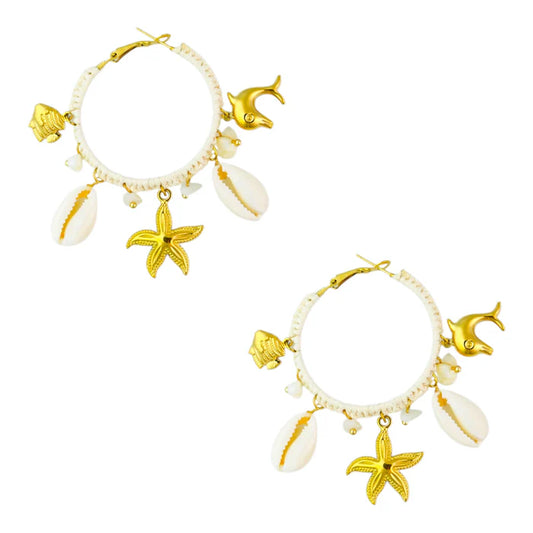 Hanging seastar hoops gold