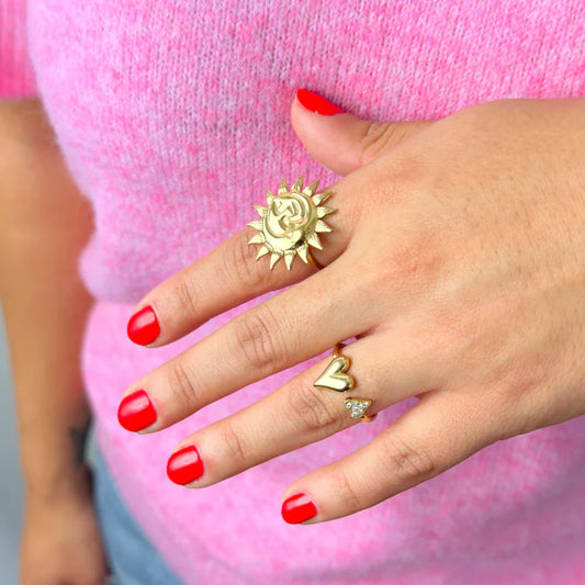 Hart ring strass silver
