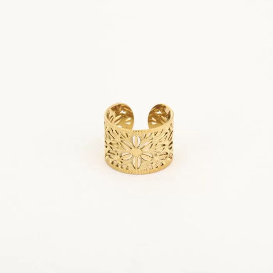 Ibiza flower ring gold