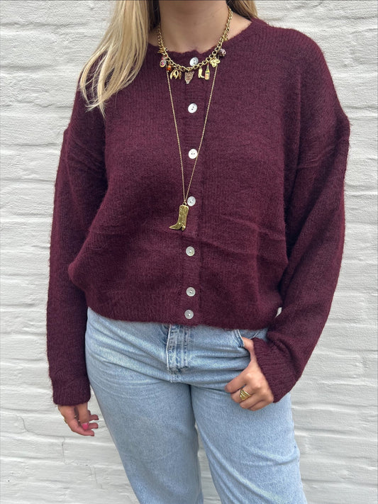 Knitted vestje bordeaux