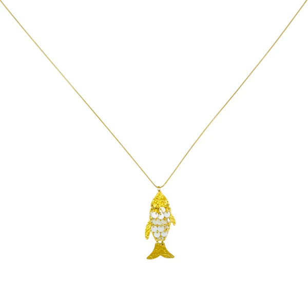 Koi necklace long white
