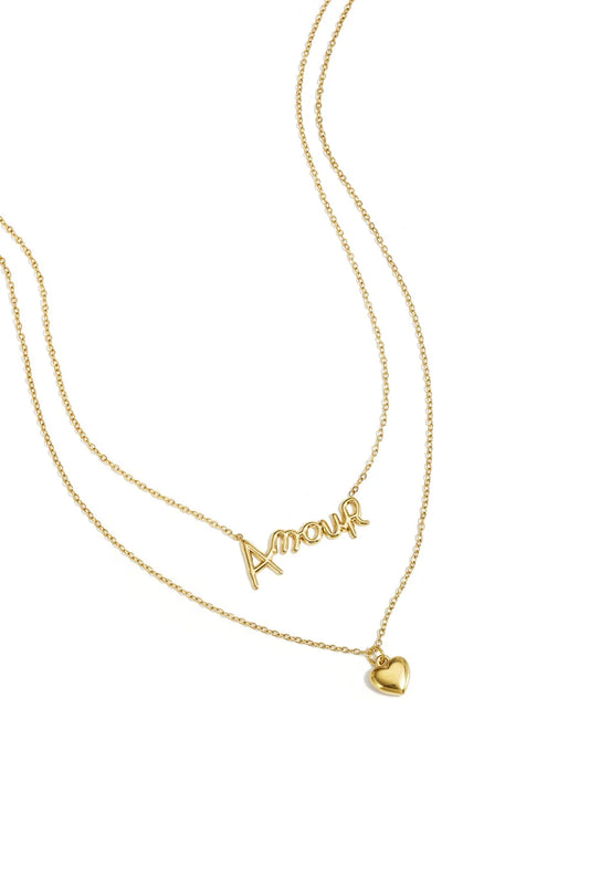 Layered necklace amour gold