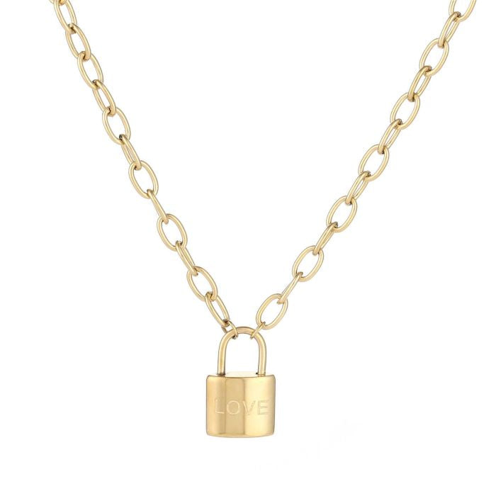 Necklace lock love gold