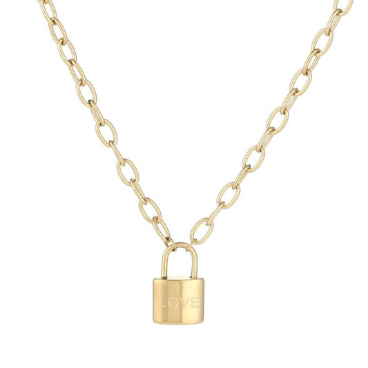 Necklace lock love gold