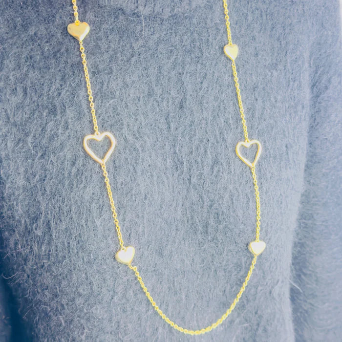 Lovely heart long necklace gold