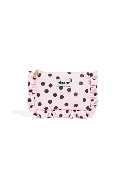 makeup bag polka pink