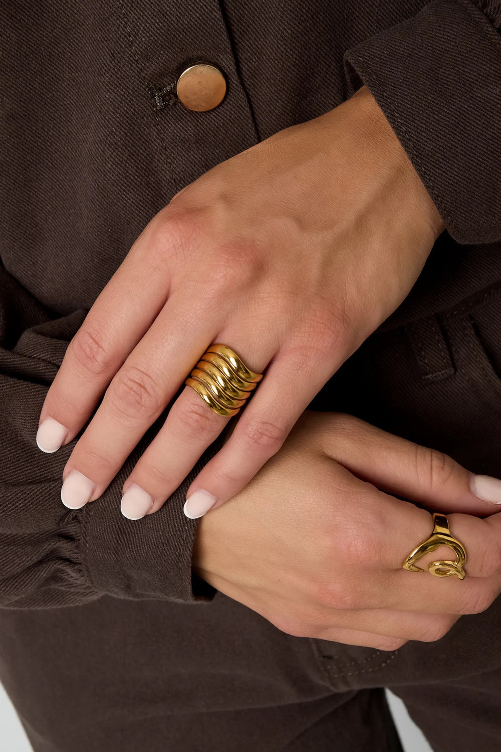 multi layered ring gold