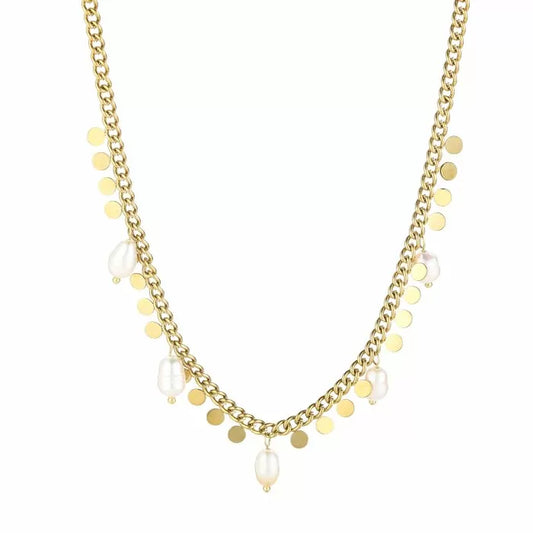 Necklace coin & pearl gold