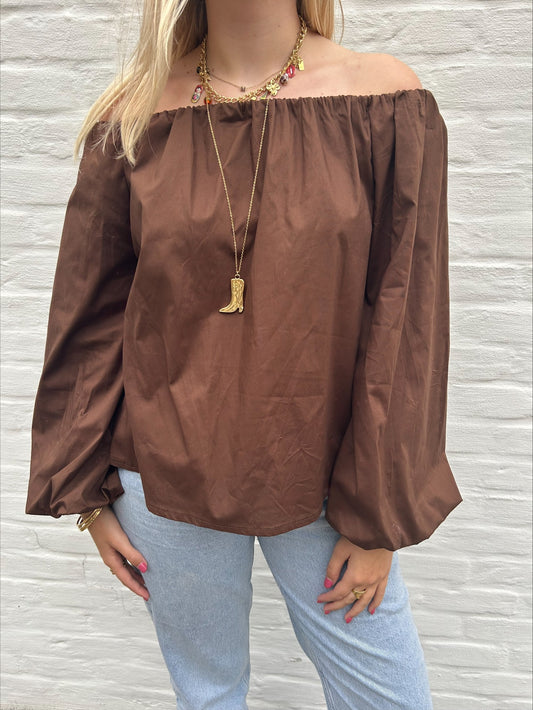 Off shoulder top long brown