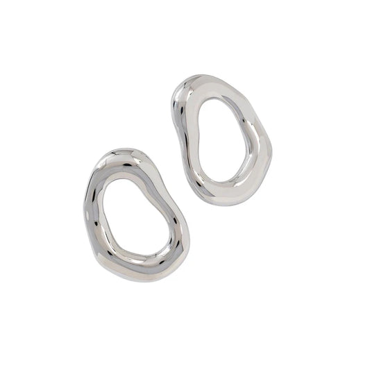 Open oval earrings silver