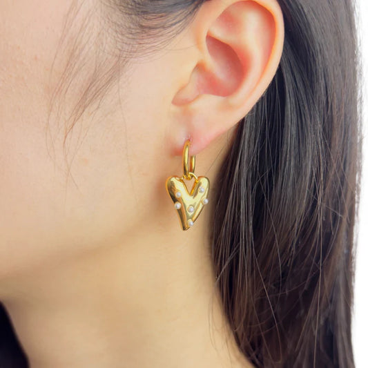 Pearl heart earrings silver