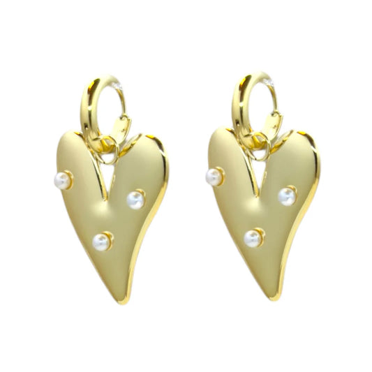 Pearl love earrings gold