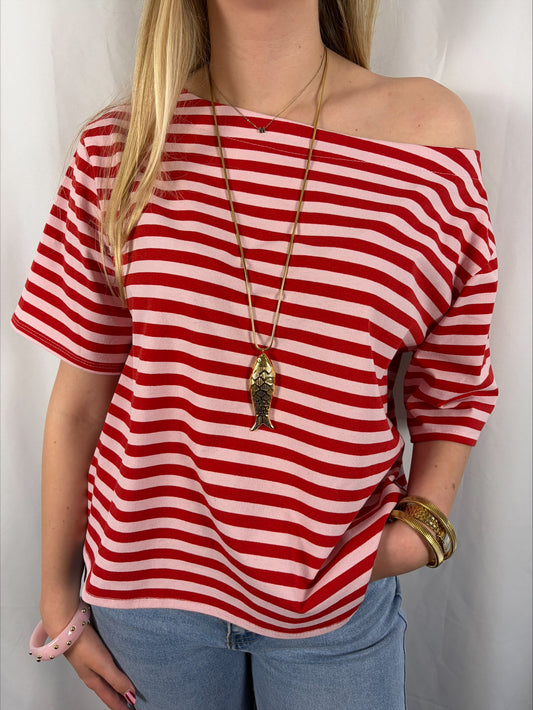 Off shoulder shirt pink/red