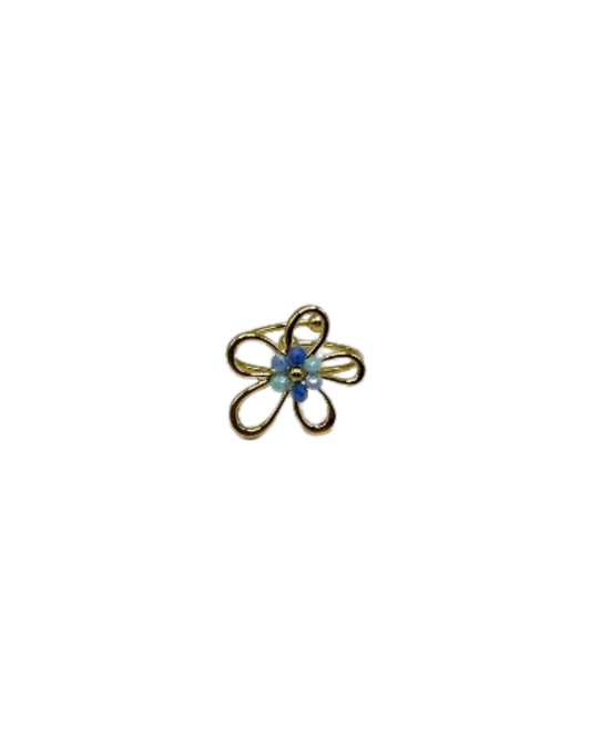 Happy flower ring blue gold