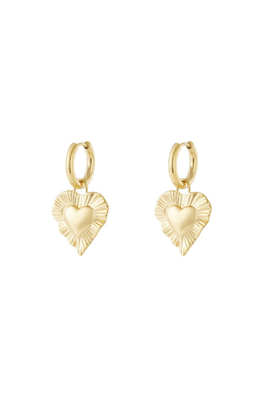 Shining heart earring gold