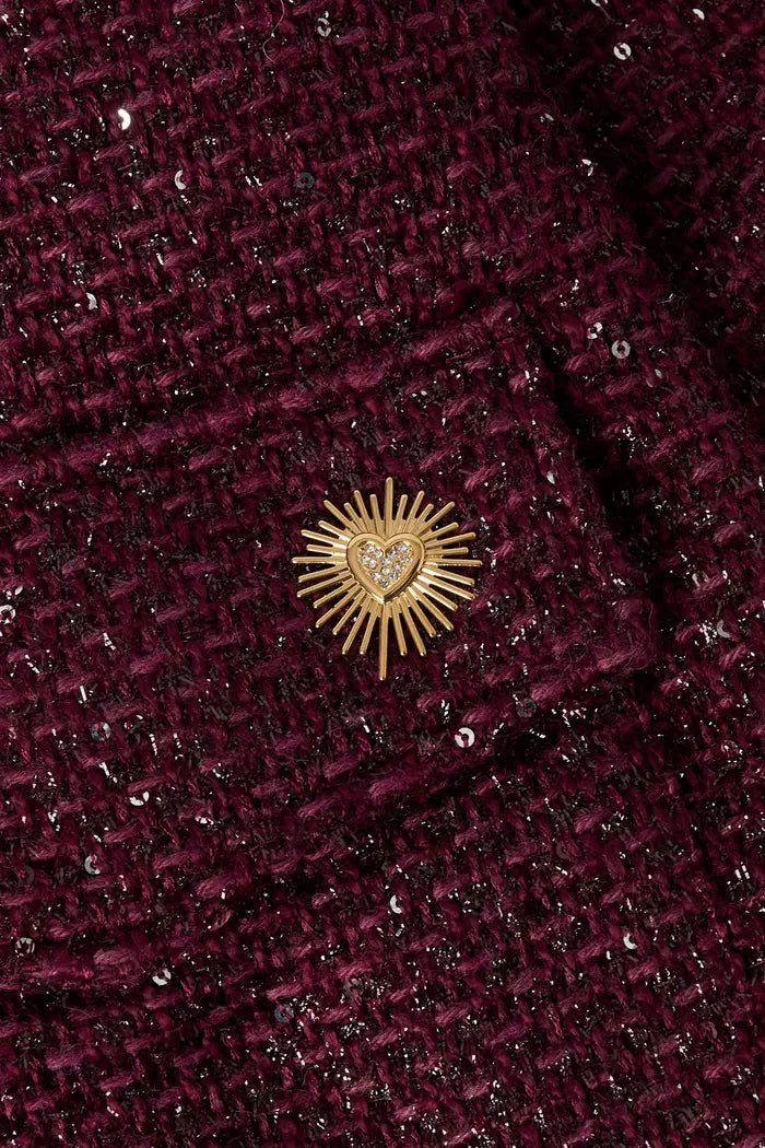 Sparkling heart pin gold