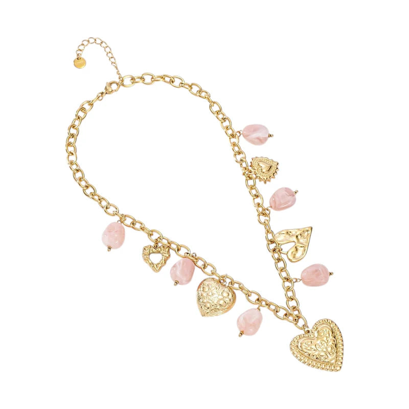 Spring love necklace pink gold