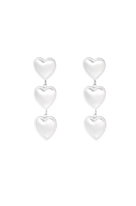 Stack of hearts earrings silver