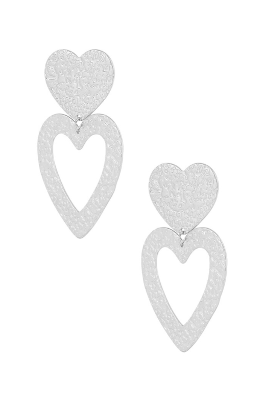 Structure heart earrings silver