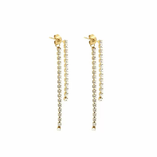 Subtle diamond rain earrings gold