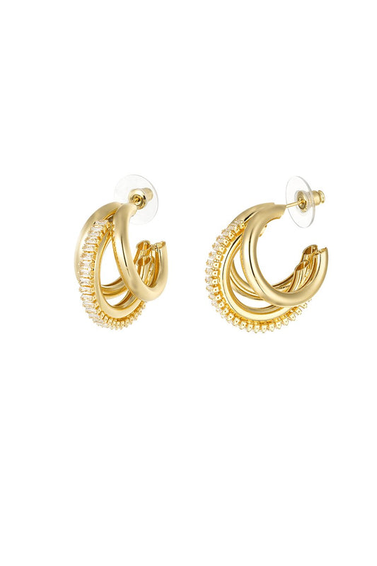 Triple party hoops gold
