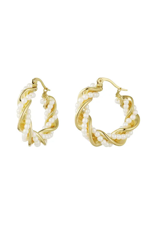 Twisted pearl earrings gold