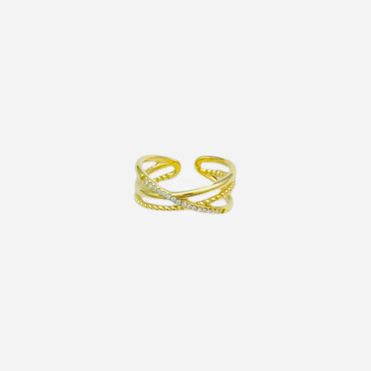 Twisted stras ring gold