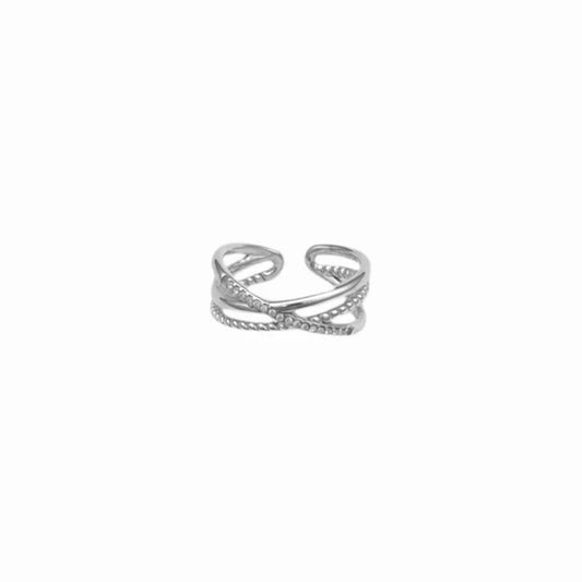 Twisted stras ring silver